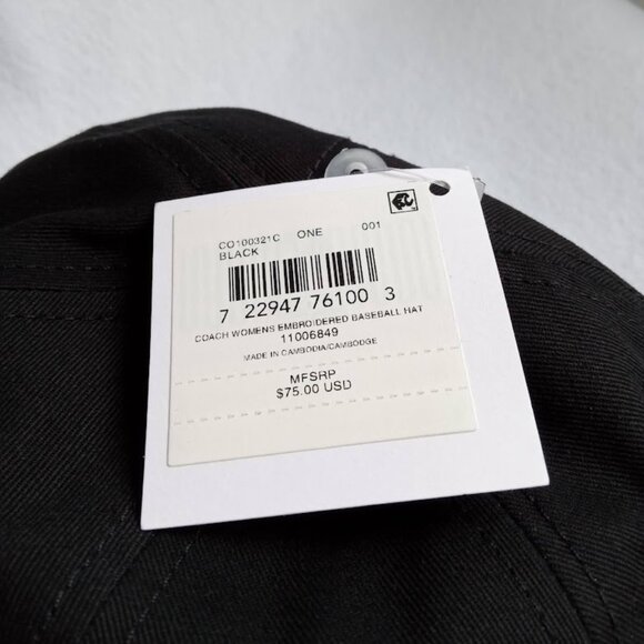 Coach Black Embroidered Logo Baseball Hat - Picture 8 of 9